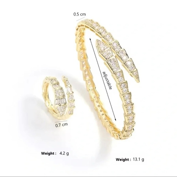 Serpenti Gold Snake Crystal Bracelet&Ring Set - Picture 5 of 12